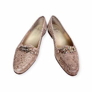 Italian Amalfi by Rangoni Womens Leather Oste Loafers Metallic Paisley Sz 4.5M